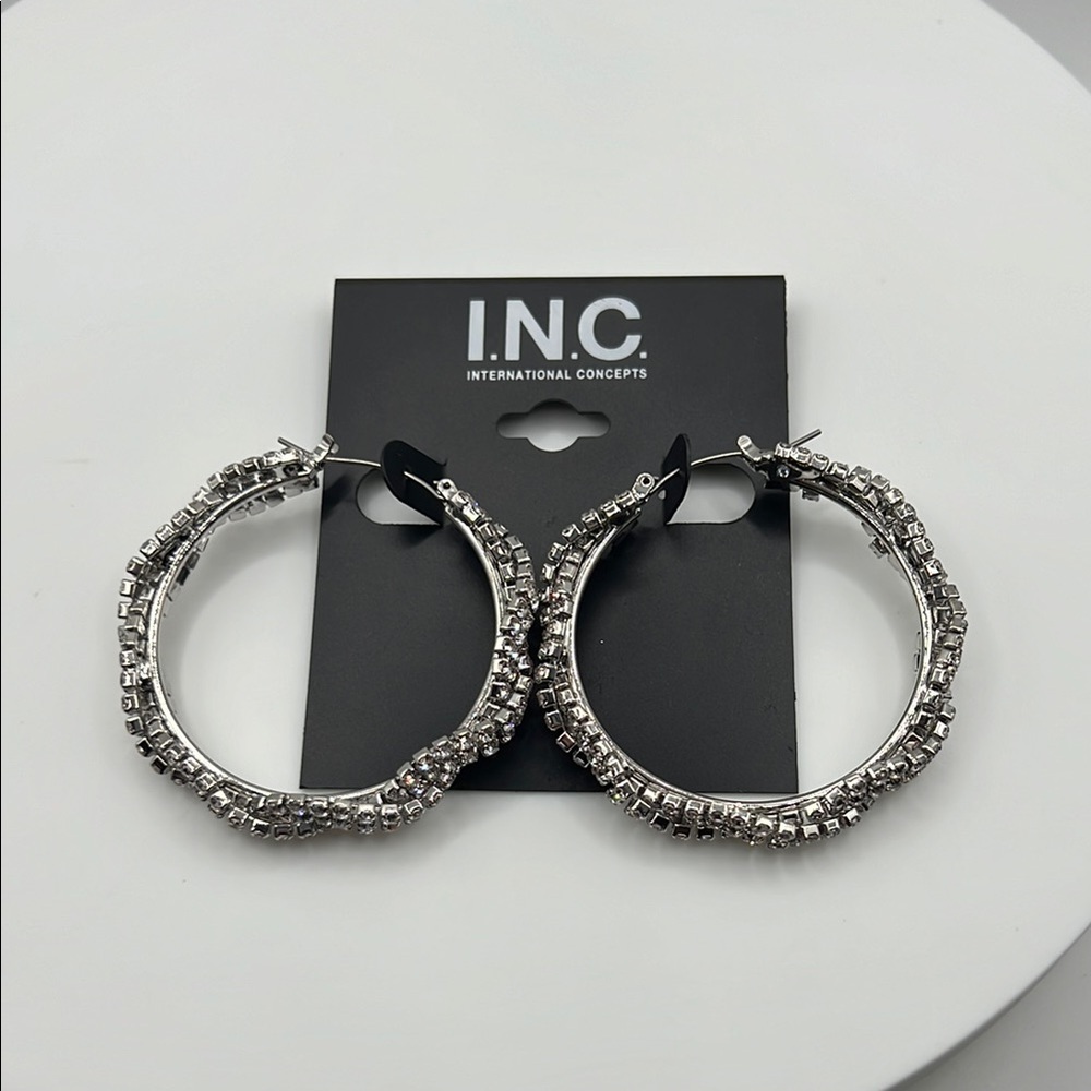 INC International Concepts Silver Hoop Earrings